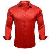 Red Burgundy Orange Shirts Men's Long Sleeve Solid Plaid Slim Fit Blouse Casual Lapel Tops Clothing Breathable Barry Wang MartLion   