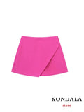 Women Casual Mini Skirts Shorts Waist Back Pockets Wide Leg Skirts Zipper Female Shorts MartLion