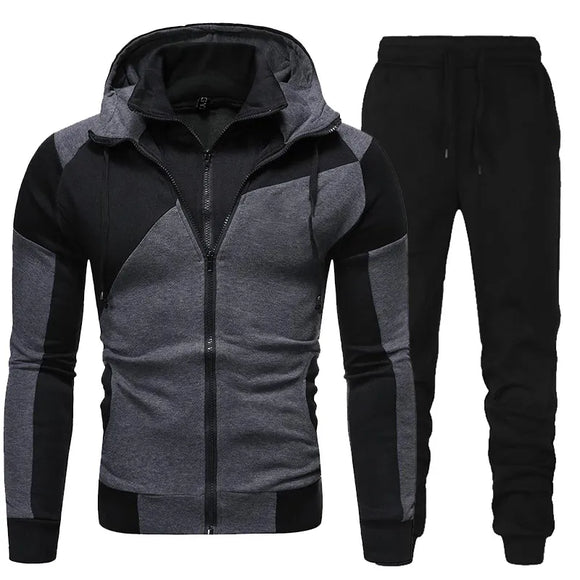 Men's Tracksuits Set Spring Autumn Long Sleeve Hoodie Zipper Jogging Trouser Patchwork Fitness Run Suit Casual Clothing Sportswear MartLion   
