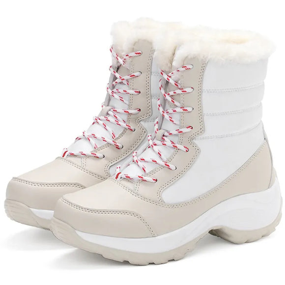 Women Boots Lightweight Ankle Platform Shoes Heels Winter Mujer Keep Warm Snow Winter Shoes MartLion Beige 35 