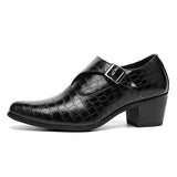 Elevator Shoes for Men's Heel Formal Leather Brown Loafers Dress Crocodile Heightening MartLion Black Shoes 38 