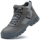 anti puncture work shoes men's waterproof safety with steel toe Breathable Work Anti smash Stab proof Safety sneakers MartLion JB831 Grey 36 