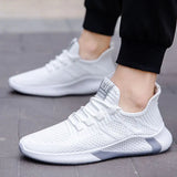 Men's Mesh Breathable Running Shoes Chunky Sneakers Outdoor Fitness Trainer Sport Lightweight Walking Jogging MartLion WHITE 39 