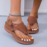 Fringe Wedges Sandals Women Clip Toe Back Strap Platform Summer Light Beach Shoes MartLion   