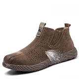 Safety Shoes Men's Soft Bottom Work Chelsea Boots Steel Toe Work Safety Cowhide Welder MartLion brown 1 43 