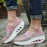 Women Sneakers Casual Wedges Increased Platform Shoes Breathable Sneakers Femme MartLion Pink 36 