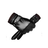 Winter Black PU Leather Gloves Thin Style Driving Leather Men's Gloves Non-Slip Full Fingers Palm Touchscreen MartLion   