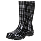 Summer Women's Rain Boots Waterproof Outdoor Work Anti-Slip Home Soft Rubber Shoes MartLion Plaid Black 41 CHINA