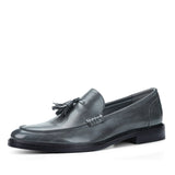 Grade Wood Grain Shoes Men's Leather Luxury Loafers with Fringe Slip on Tassel Slip on Flats Mart Lion Grey 7 