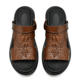 Men's Leather Sandals Slides Summer Casual Slip On Shoes Soft Hombre Anti-Skid MartLion   