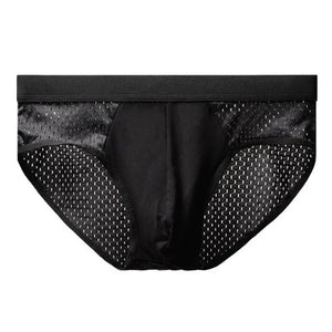 Men's Silk Underwear Briefs Breathable Underwear Bamboo Carbon Fiber Anti-Bacterial MartLion black XXXL 