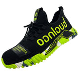 Breathable Security Men's Shoes Anti-smash Anti-puncture Work Steel Toe Cap Indestructible Anti Slip Protective MartLion Fluorescent Green 48 