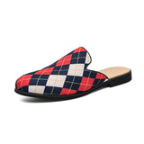 Classic Plaid Half Shoes Men's Leather Casual Slip-on Lazy Loafers Shoes With MartLion baihong 532 38 CHINA