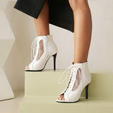 High Heels Dance Sandals Women Summer Very Light Shoes Black PU Gladiator Open Toe Zipper Ballroom Mart Lion   