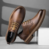 two layer cowhide casual shoes breathable soft sole men's shoes MartLion   