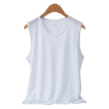 Men's Tops Ice Silk Vest Outer Wear Quick-Drying Mesh Hole Breathable Sleeveless T-Shirts Summer Cool Vest Beach Travel Tanks MartLion WHITE L 