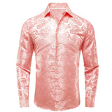 Silk Men's Shirts Long Sleeves Woven Paisley Wedding Party Over shirt Wedding MartLion   