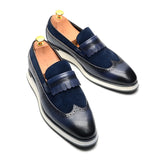 6 Colors Luxury Men's Non-slip Sneakers Genuine Leather Suede Wingtip Tassel Flat Loafers Driving Casual Shoes MartLion   
