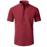 Four sided elastic shirt for men's shirt multi-color non ironing wrinkle resistant simple business dress casual shirt MartLion D3108 Wine red short 38 