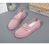 Women's Summer Footwear Slip On Chain Ballet Flats Sneakers Elegant White Nurse Ladies Loafers MartLion   