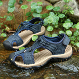  Men's Leather Sandals Summer Wrap Toe Hiking Roman Genuine Platform Non-slip Trekking Beach Sneakers Mart Lion - Mart Lion