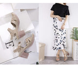 High Heels Sandals Women Summer Shoes Casual Ladies High Heel Mother Square Heel 7.5cm Mart Lion   