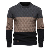 Autumn Patchwork Color O-neck Pullover Sweaters Men's Cotton Sweater Warm Winter Knitted MartLion DarkGrey EUR M 70-80kg 