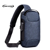 Multifunctional Crossbody Bag Single Shoulder Anti Theft Travel Waterproof USB Charging chest bag Backpack MartLion Upgraded Blue  