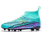 Soccer Cleats Men's Soccer Shoes Spikes AG TF Indoor Soccer Cleats Outdoor Football Boots Wear Resistant MartLion Cyan 37 CHINA