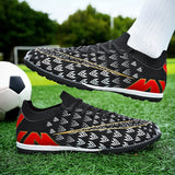 Soccer Shoes For Men's Kids Football Non-Slip Light Breathable  Athletic Unisex Sneakers AG/TF Futsal Training Mart Lion   