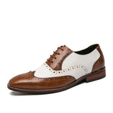 Men's Luxury Shoes Brogue Lace-up Casual British Style Contrast Color Oxford Office MartLion Brown 46 