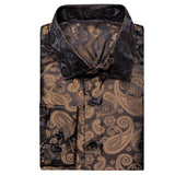 Silk Men's Shirts Long Sleeves Woven Paisley Wedding Party Over shirt Wedding MartLion   