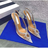 Luxury Rhinestone Hollow out Women Pumps Wedding Shoes Clear PVC High heels Elegant Summer Party Bridal MartLion   