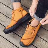 Men's Ankle boots Genuine Leather Outdoor Shoes Low-Top Combat Safety Rubber Sole Mart Lion   