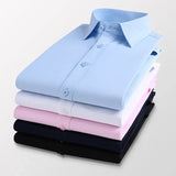 Men's Casual Solid Color Long-sleeved Shirt Slim Versatile White Shirt for Men MartLion   