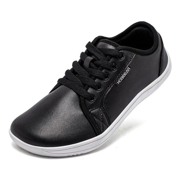 HOBIBEAR Minimalist Shoes for Men Wide Toe Barefoot Zero Drop Shoes Casual Leather Fashion Sneakers Lightweight Walking Shoes MartLion Black white 42 