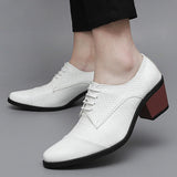 Men's Red  White Luxury Oxford Shoes Height Increase Patent Leather Formal Office Wedding High Heels MartLion   