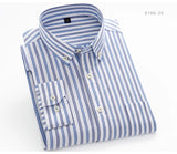 Men's Long Sleeve Plaid Checkered Heavy Cotton Shirt Single Patch Pocket Casual Shirts MartLion   