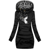 Women Sweater Dress Long Sleeve Hoodie Dress Winter Casual Slim Sweater Hoodies Dress MartLion black XXXL 