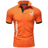 Polo Shirt Summer Men's Cotton high-end Casual Lapel short sleeve abarth logo print T-shirt top MartLion Orange S 