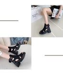 Summer Platform Fish Mouth High Top Sandals Women Genuine Leather Roman Cake Hollowed Out Height Mart Lion   