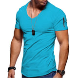  Men's T-Shirt V-Neck Solid Color Casual Short-Sleeved MartLion - Mart Lion