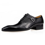 Men's Casual Shoes Model Exquisite Genuine Leather Lace-up Handmade Buckle Black Brown Color MartLion   