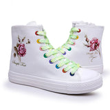 Casual Canvas Shoes Inner Zippered Rubber High Top Small White Trendy Women's Sneakers MartLion   