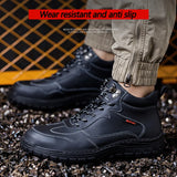 Genuine Leather Men's Safety Shoes Anti Smashing Anti Piercing Waterproof Security Work Boots Steel Toe Indestructible MartLion   