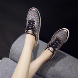 Casual Shoes for Women Lace-Up Sneakers Elegant Vulcanized Flats Luxury MartLion   