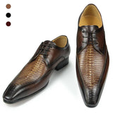 Derby Leather Wedding Shoes Genuine Pointed Adult Lace-up Formal Men's Genuine Leather summer breathable MartLion   