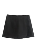 Women Casual Mini Skirts Shorts  Waist Back Pockets Wide Leg Skirts Zipper Female Shorts MartLion   