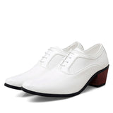Men's Red  White Luxury Oxford Shoes Height Increase Patent Leather Formal Office Wedding High Heels MartLion White 805 38 