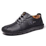 Men's Casual Shoes Leather Outdoor Walking Handmade Luxur Moccasins Driving MartLion black 38 